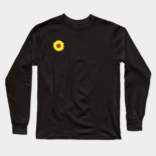 Sunny Side Sunflower (Black Background) Long Sleeve T-Shirt by Art By LM Designs 